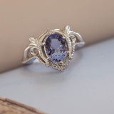 Lavender tanzanite and diamonds engagement ring / Lida oval - Eden Garden Jewelry™