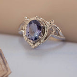 Lavender tanzanite and diamonds engagement ring / Lida oval - Eden Garden Jewelry™