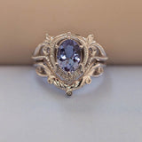 Lavender tanzanite and diamonds engagement ring / Lida oval - Eden Garden Jewelry™