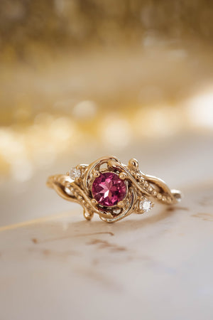 Pink Tourmaline engagement ring with diamonds / Undina - Eden Garden Jewelry™
