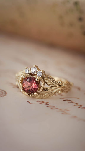 engagement ring with pink tourmaline