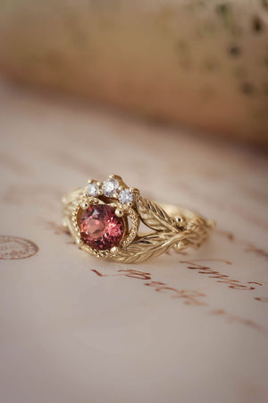 engagement ring with pink tourmaline