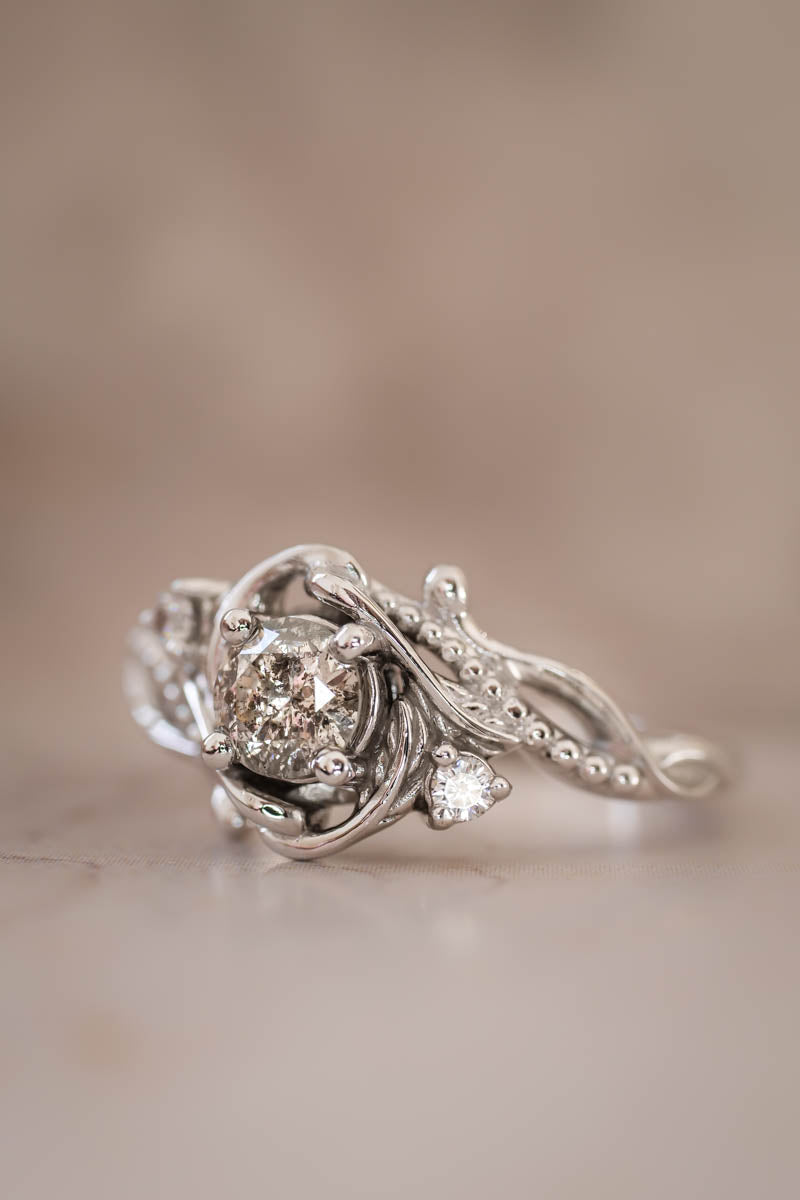 Salt & pepper diamond engagement ring  / Undina - Eden Garden Jewelry™