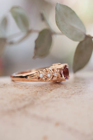 Pink tourmaline engagement ring with diamonds / Silvestra - Eden Garden Jewelry™