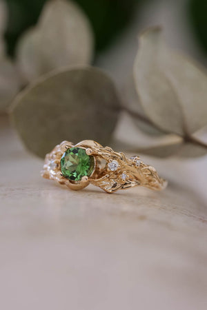 14kt gold and diamond chrome green tourmaline solitaire eternity ring |  Luna Skye