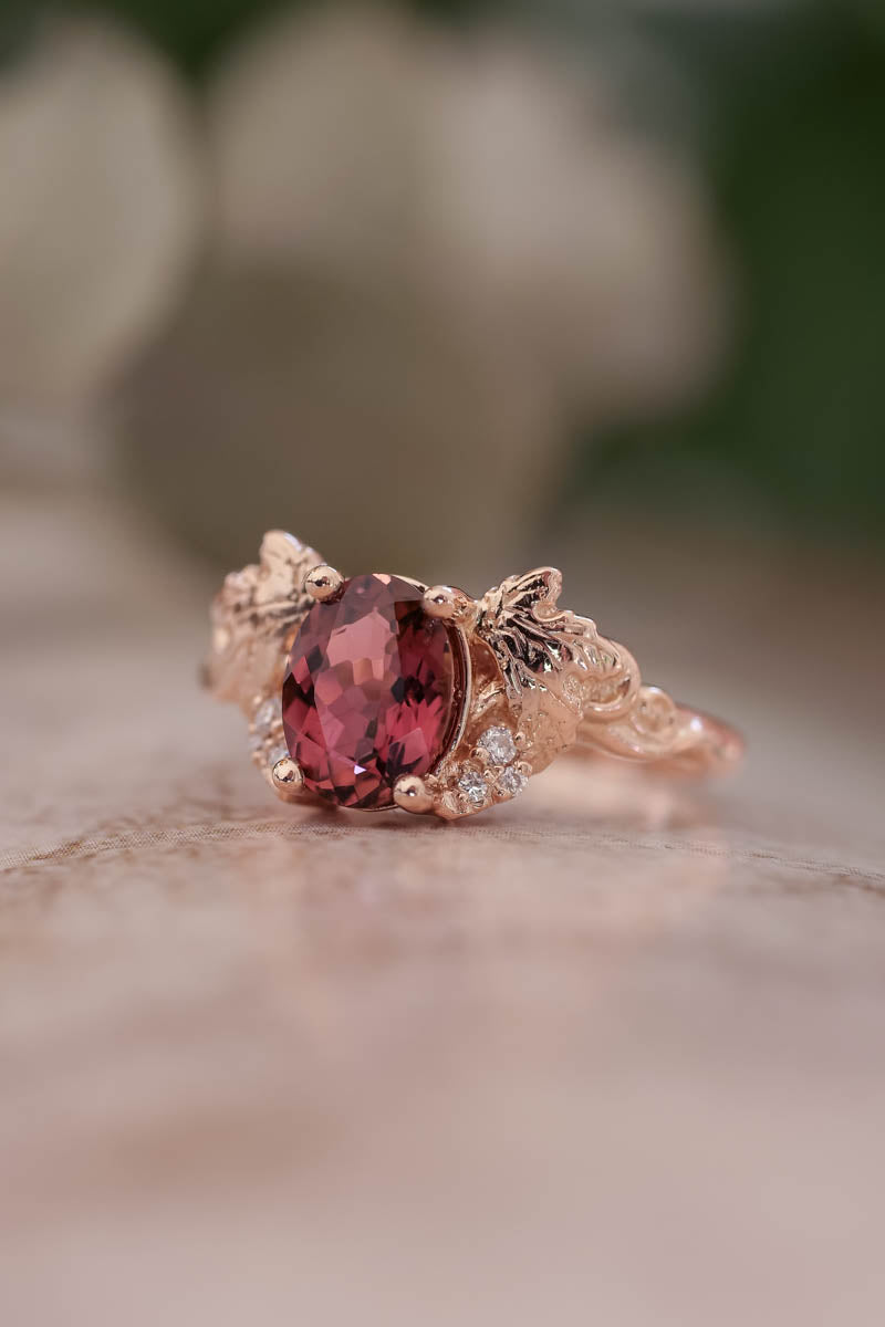 Pink tourmaline and diamonds engagement ring / Vineyard - Eden Garden Jewelry™