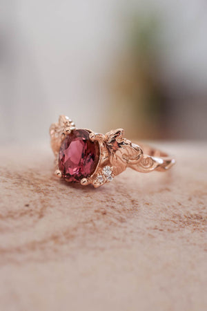 Pink tourmaline and diamonds engagement ring / Vineyard - Eden Garden Jewelry™