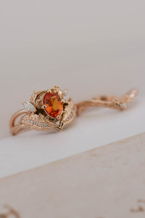 Orange sapphire and diamonds engagement ring / Adonis - Eden Garden Jewelry™