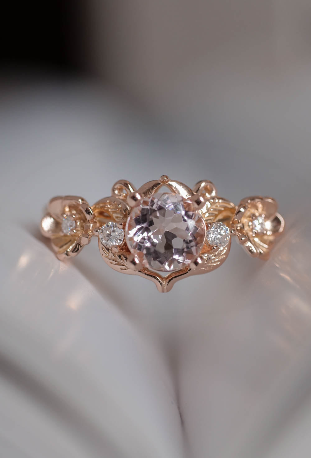 Adelina | floral engagement ring setting, round cut 6 mm - Eden Garden Jewelry™