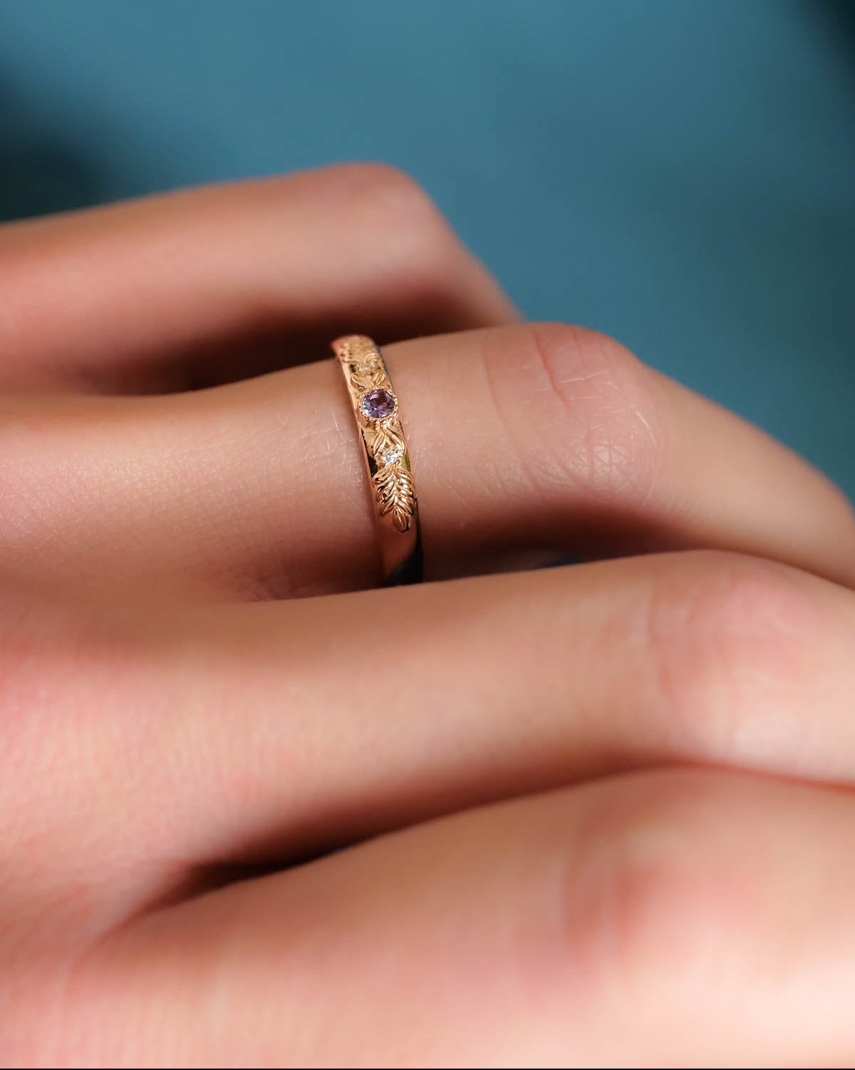 Rose gold alexandrite engagement ring