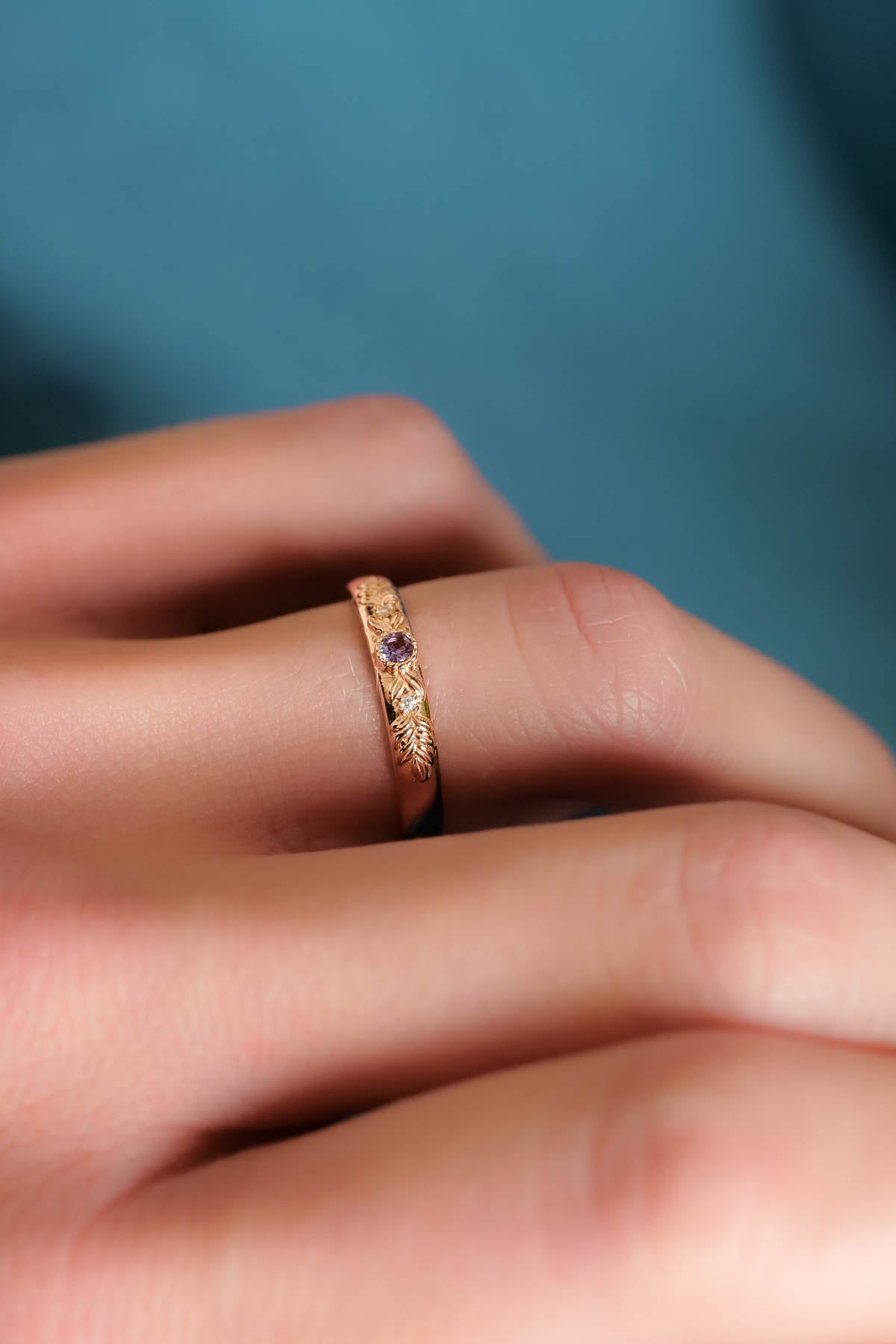 Rose gold alexandrite engagement ring