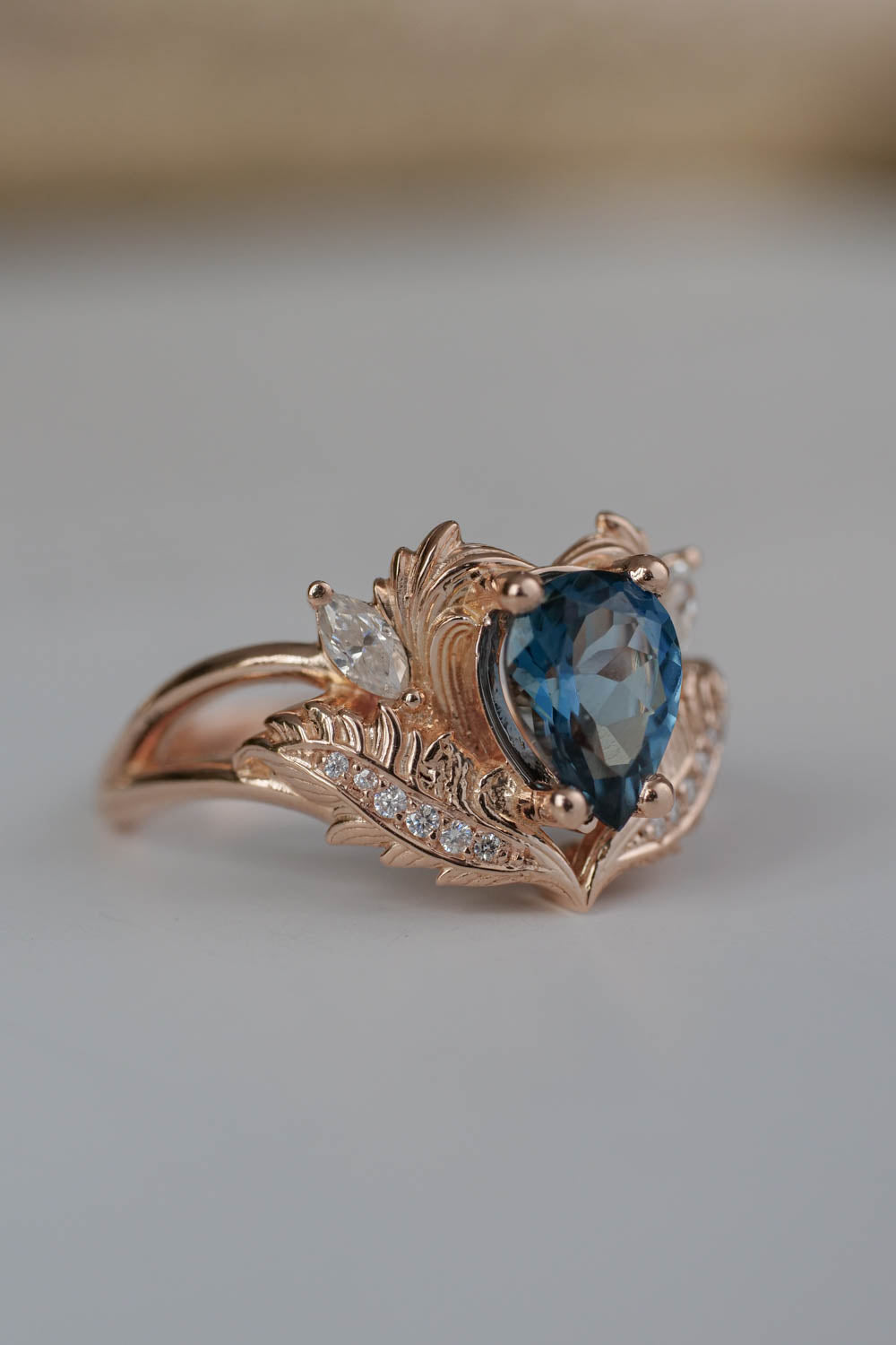Vintage inspired rings with blue topaz / Adonis - Eden Garden Jewelry™