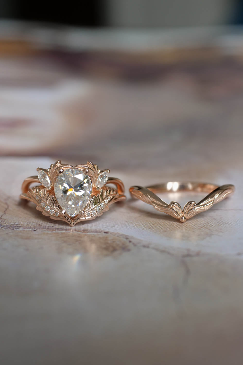 Moissanite engagement ring set in rose gold / Adonis - Eden Garden Jewelry™