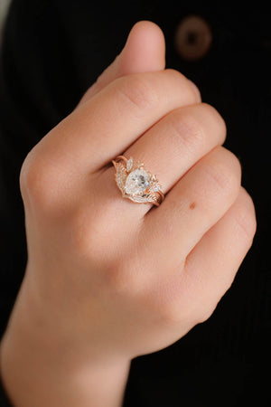 Engagement moissanite rings rose gold nature inspired jewelry rings