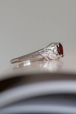 Wisteria  - garnet ring with diamonds for engagement white gold 