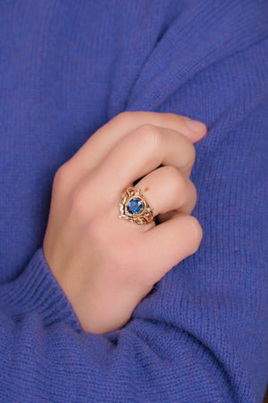 Lab sapphire engagement ring set / Lida oval - Eden Garden Jewelry™