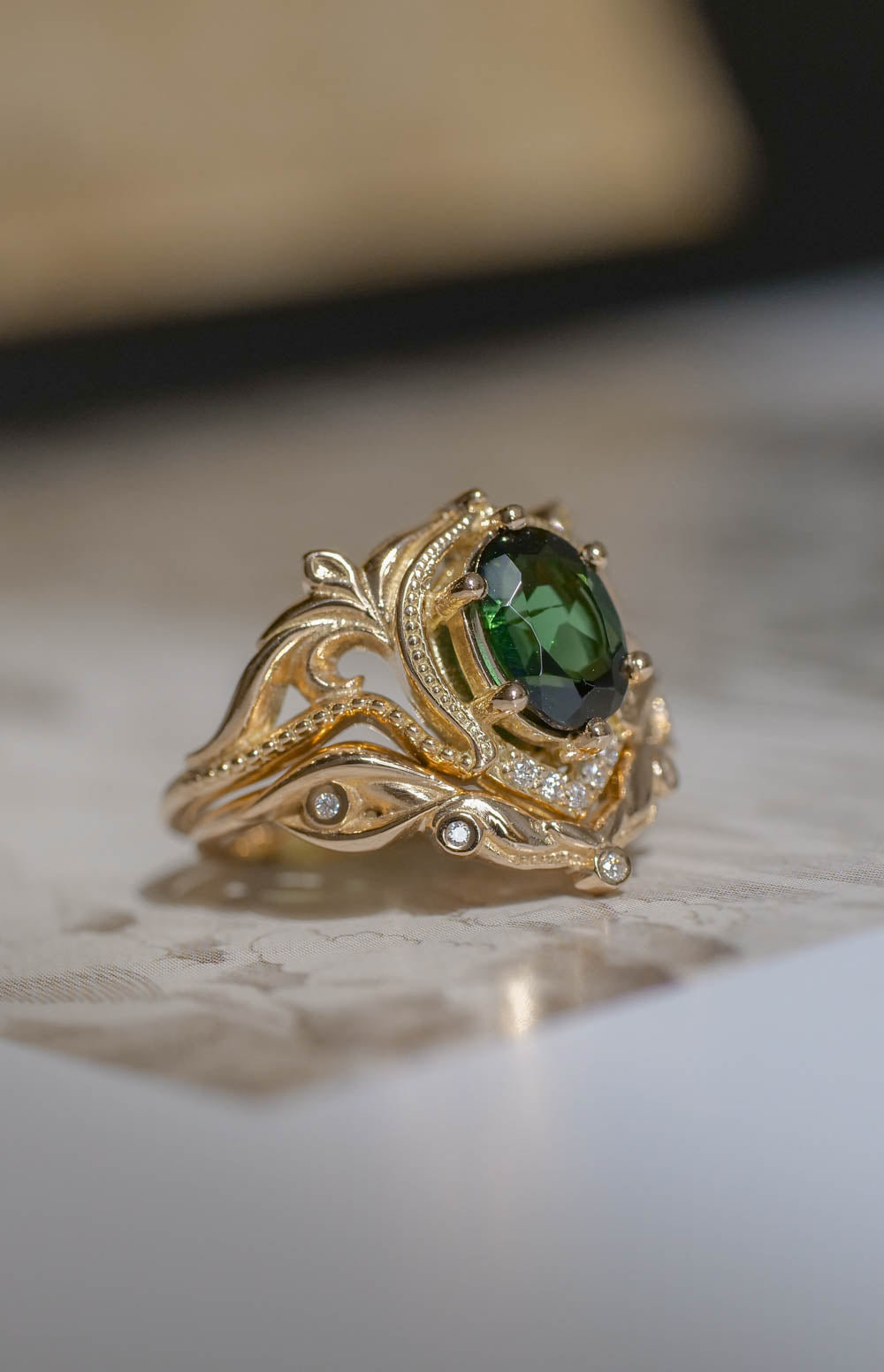 4.00ct Green Blue (teal) Tourmaline set in 14kt filigree ring - Jewelry by  Tim and Friends