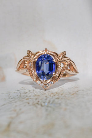 Lab sapphire engagement ring / Lida oval - Eden Garden Jewelry™