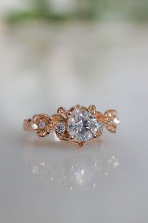 Adelina | floral engagement ring setting, round cut 6.5 mm - Eden Garden Jewelry™
