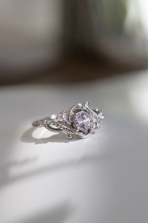 Round Pink Sapphire Engagement Ring Unique Art Deco Moissanite -   Denmark