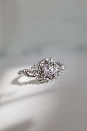 engagement rings pink sapphire and white gold, light color sapphire in ring