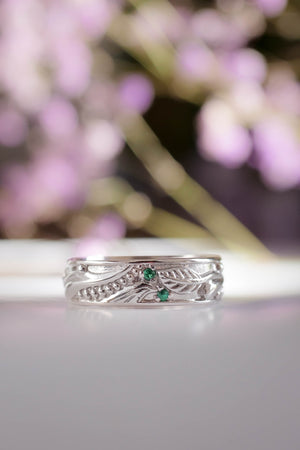 alternative wedding ring set for couples, nature inspired rings