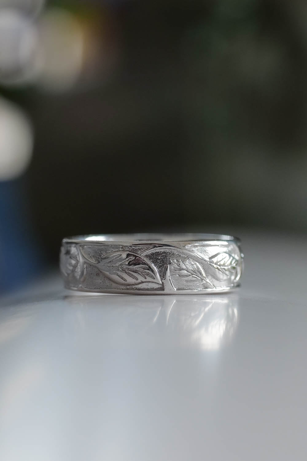 wedding band for men in white gold