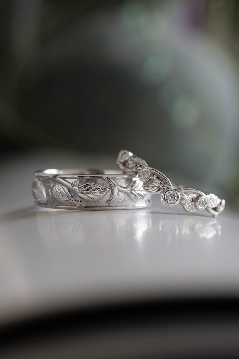 wedding rings set for her and him, handmade wedding jewelry
