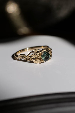 Green sapphire yellow gold engagement ring / Tilia - Eden Garden Jewelry™