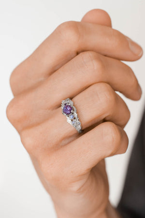 Nature inspired alexandrite engagement ring / Japanese Maple - Eden Garden Jewelry™