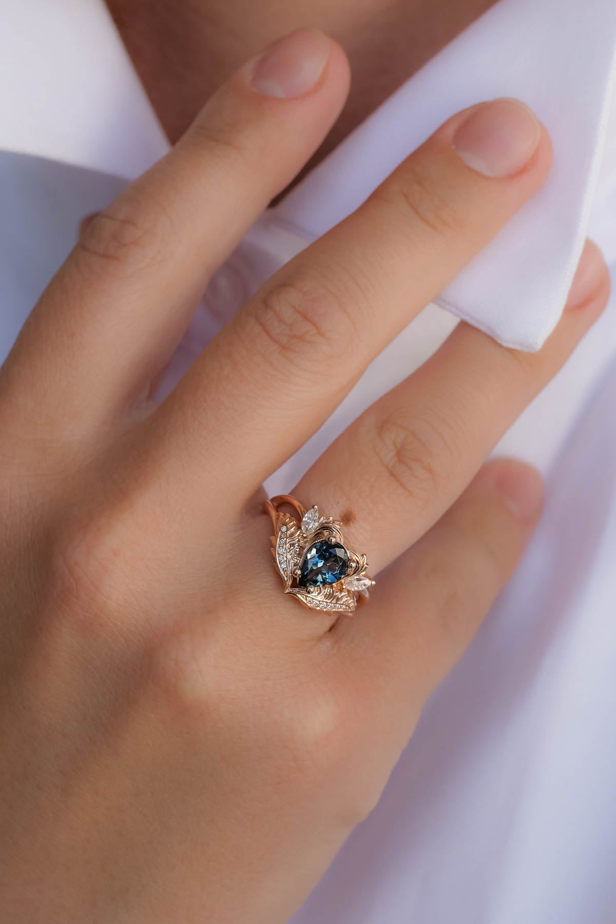 London blue topaz engagement ring in rose gold  / Adonis - Eden Garden Jewelry™