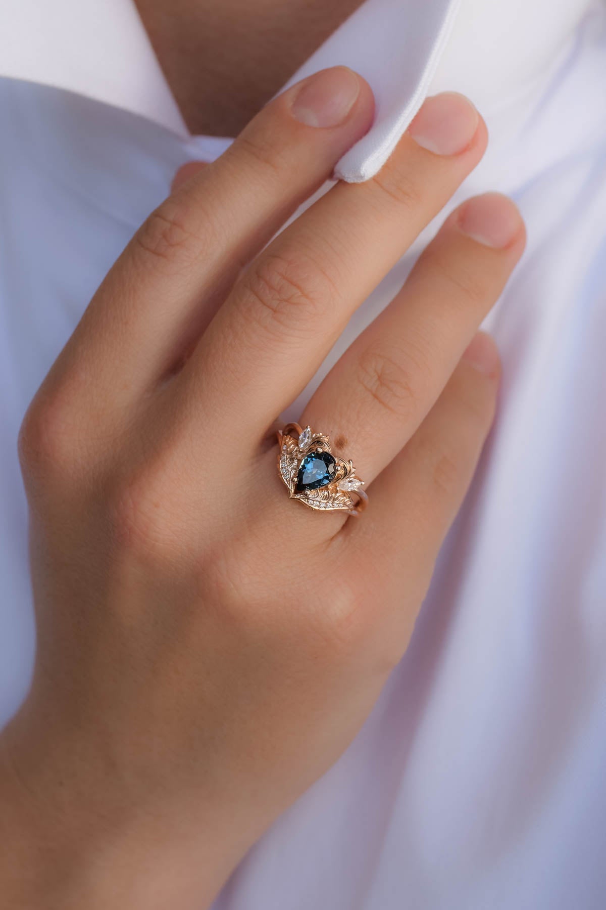 London blue topaz engagement ring in rose gold  / Adonis - Eden Garden Jewelry™