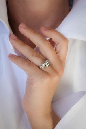 Pink sapphire engagement ring with diamonds / Undina - Eden Garden Jewelry™
