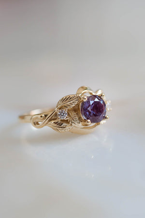 Alexandrite engagement ring, colour changing stone ring / Azalea - Eden Garden Jewelry™