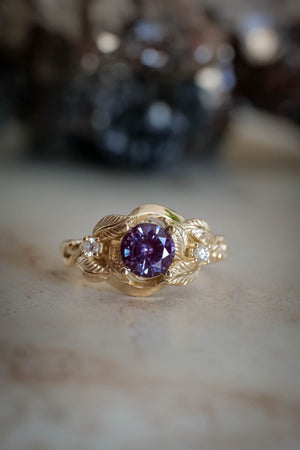 Azalea | custom ring setting, three gemstones ring, 6 mm central, 2 mm sides - Eden Garden Jewelry™