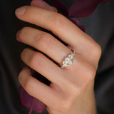 White sapphire gold engagement ring set, nature themed promise ring / Swanlake - Eden Garden Jewelry™