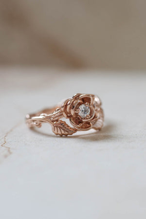 Floral engagement ring in rose gold / Blooming Rose - Eden Garden Jewelry™