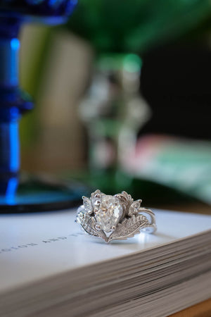 Elvish engagement ring, pear shaped moissanite ring  / Adonis - Eden Garden Jewelry™