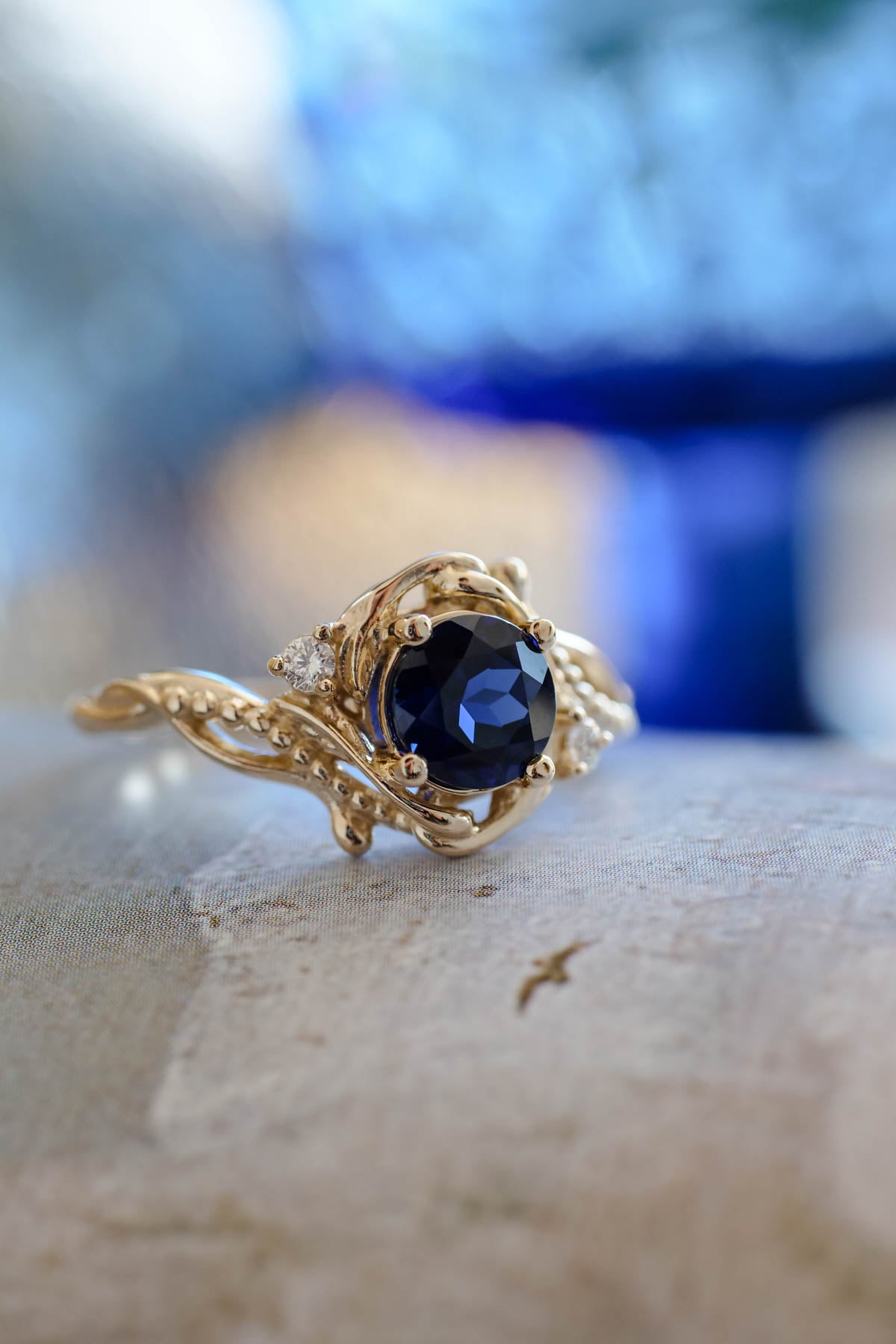 Blue & White Sapphire Engagement Ring | Jewelry by Johan - Jewelry by Johan