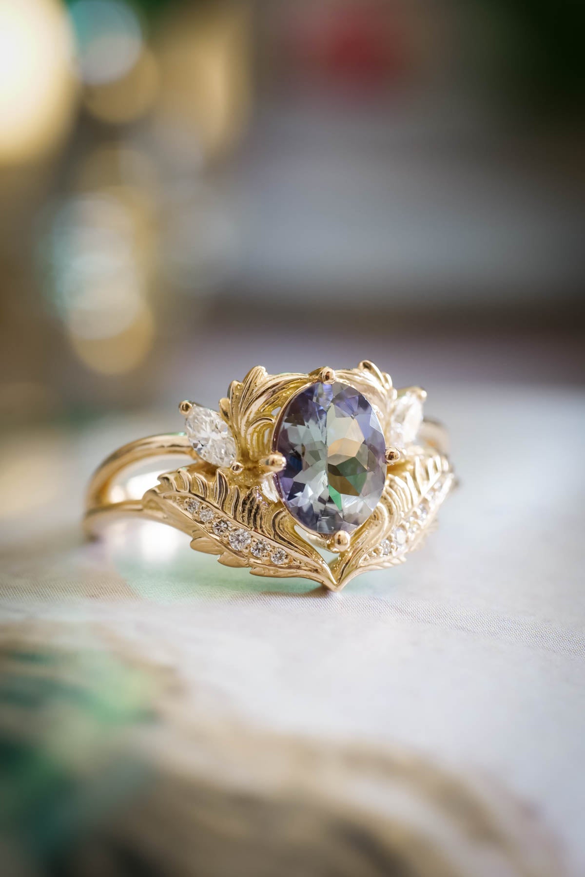 14K White Gold Round Cut Lab Grown Eternity Diamond Engagement Ring