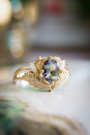 Unique gemstone engagement ring, tanzanite gold ring / Adonis