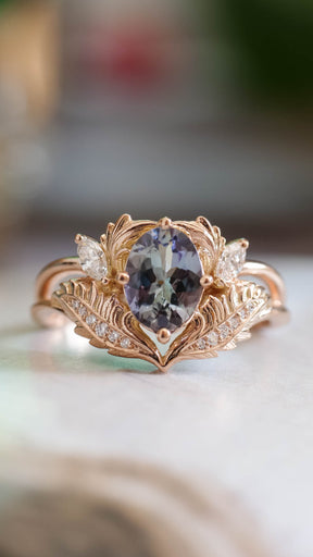 READY TO SHIP: Adonis in 14K rose gold, natural oval bi-color tanzanite 8x6 mm, diamonds, RING SIZE 8.25 US - Eden Garden Jewelry™