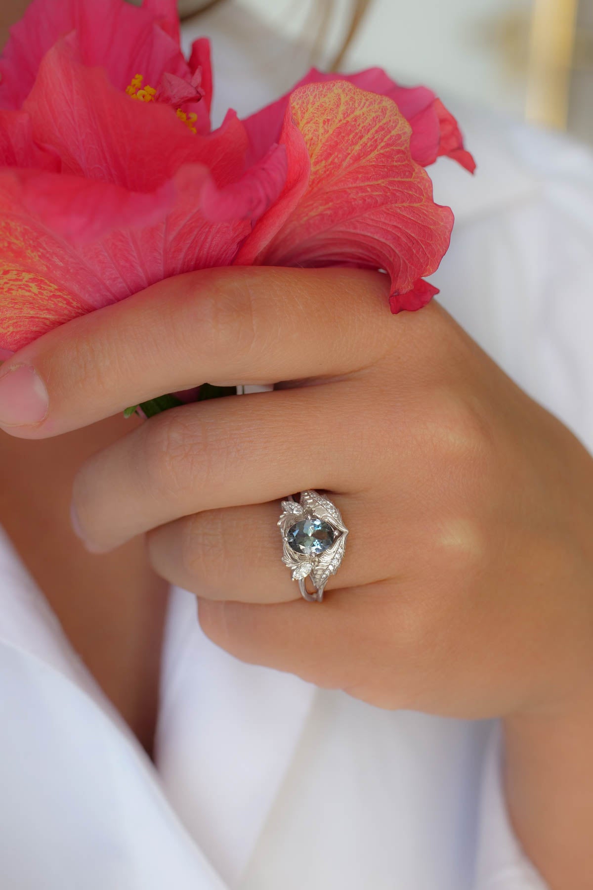 Unique gemstone engagement ring, tanzanite gold ring / Adonis - Eden Garden Jewelry™