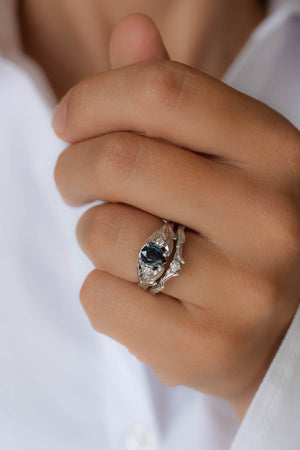 Genuine Heart Blue Sapphire Claddagh Diamond Ring 0.62 Ct 14K Gold  (I-J/I1-I2) – Glitz Design