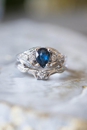14k White Gold 0.70 ct Octagonal Blue Sapphire Ring With Diamonds  RG-RWS13449S
