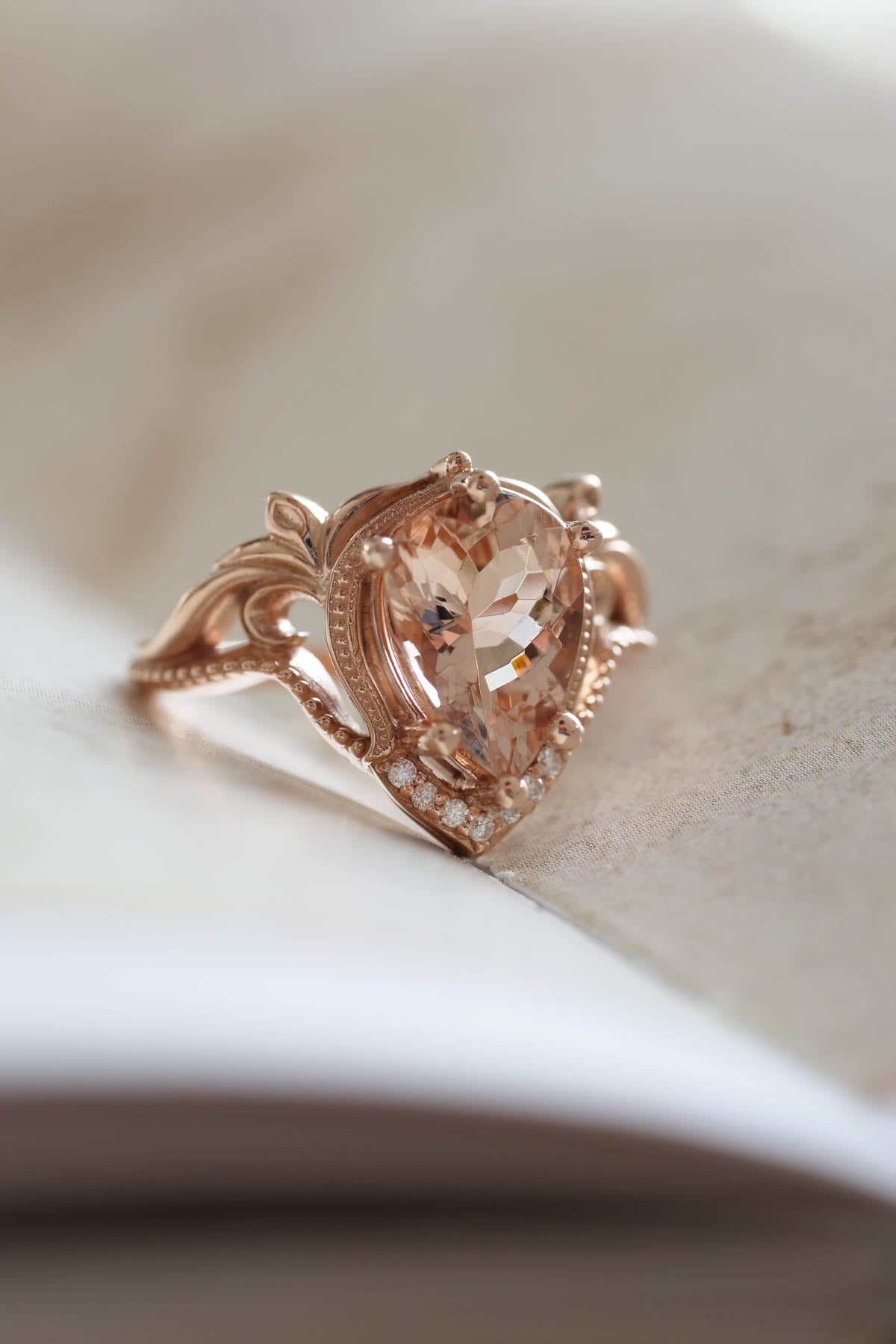 9ct Rose Gold Oval Morganite & Diamond Halo Ring - Jewellery from Faith  Jewellers UK