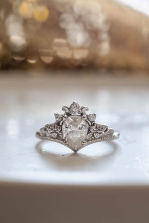 Unique royal crown shaped diamond engagement ring | FIRESC