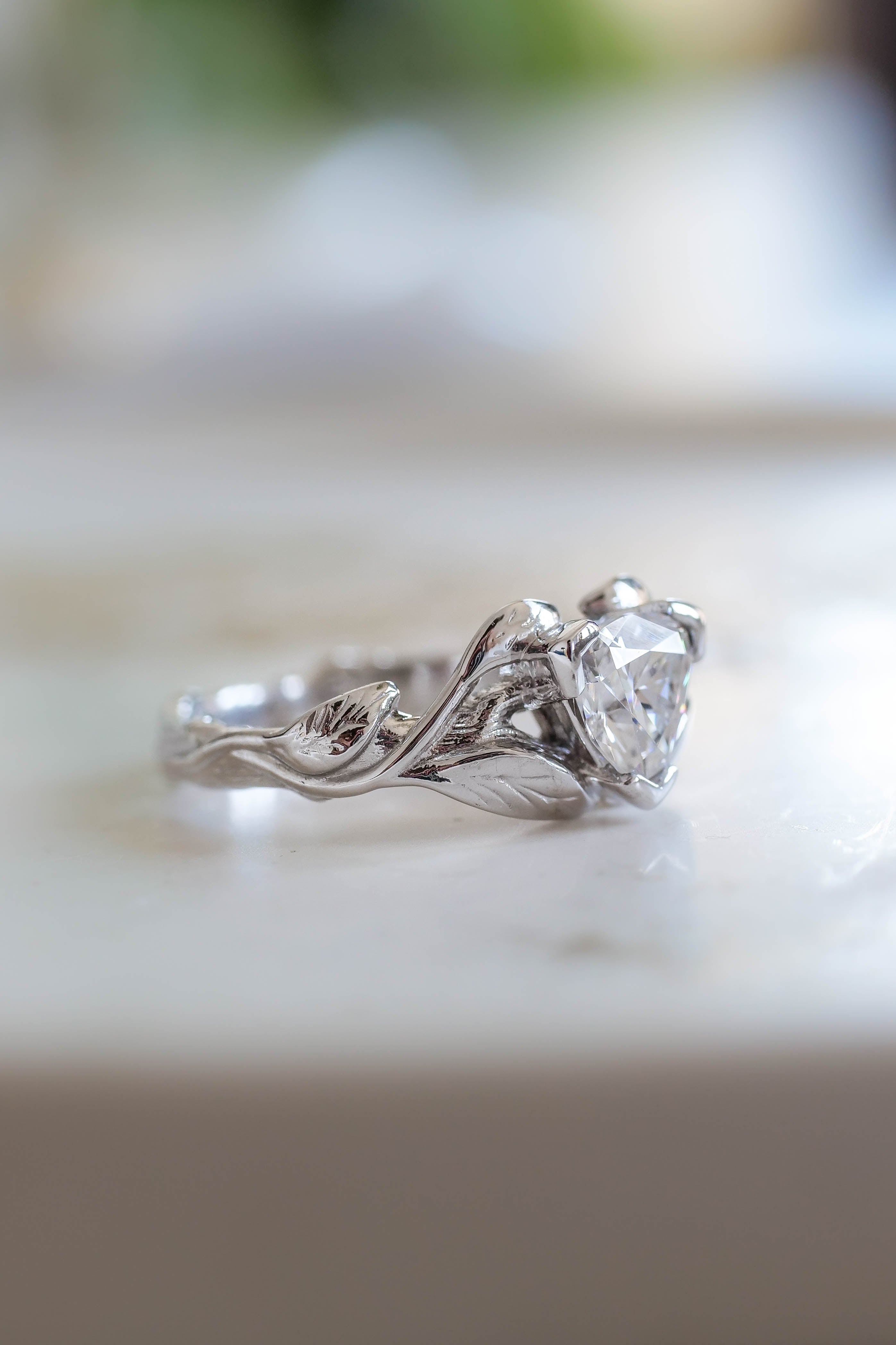 Lab Grown diamond gold engagement ring, trillion cut proposal ring ...