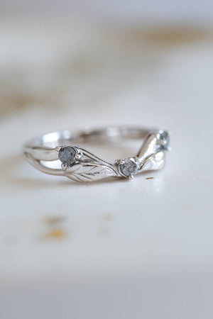 Curved wedding band with salt and pepper diamonds / matching band for Clematis - Eden Garden Jewelry™