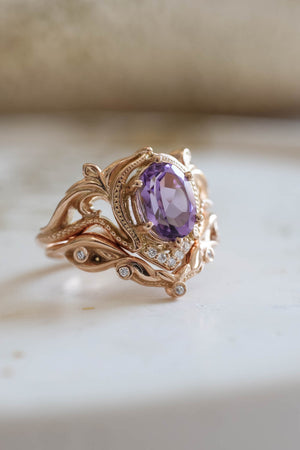 Heart Shaped Amethyst Wave Ring | LUO